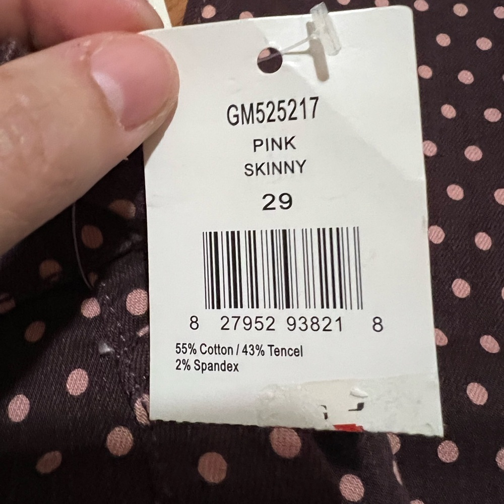 NWT ELSE (MACY'S) WOMEN'S PINK POLKA DOT SKINNY ANKLE JEANS SZ 29 - Picture 2 of 7